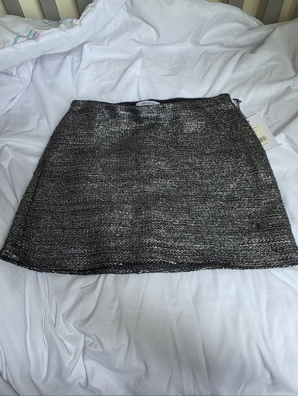 Bailey 44 Metallic Black Tweed Lined Mini Skirt Size Small NWT - Picture 1 of 9